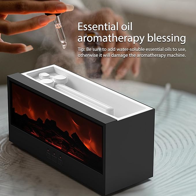 Essential Oil Diffusers for Home,Air Diffuser Flame Colorful Water Vapor Fireplace Fire Humidifier Aromatherapy Aroma for Room Bedroom,Auto Off Protection