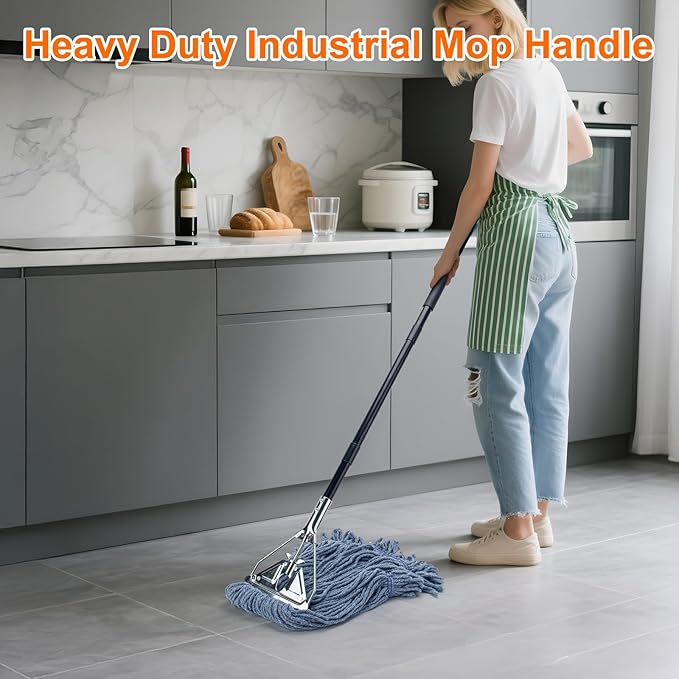 KeFanta 60" Metal Mop Handle Commercial Heavy Duty, Quick Change Industrial Mop Stick Replacemet,Side Gate Mops Head Replacement Holder for Floor Cleaning(2 Pack)