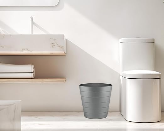 Small Trash Can (2.1 Gallons), Dorm Trash Can, Heavy Duty Dust Bin, Mini Garbage Can for Bedroom (Pack Of 3), Plastic Wastebasket, Bathroom Wastebasket (Grey) Round paper Trashcan, Office Trash Bin