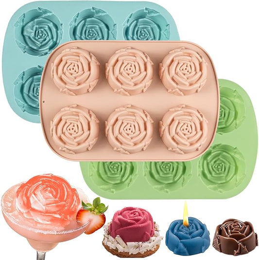 Rose Silicone mold, 18 Cavity Large Rose Flower Silicone Mold for Handmade Soap Candle, Cake Chocolate Jelly Pudding Ice Cube Thanksgiving Christmas Women