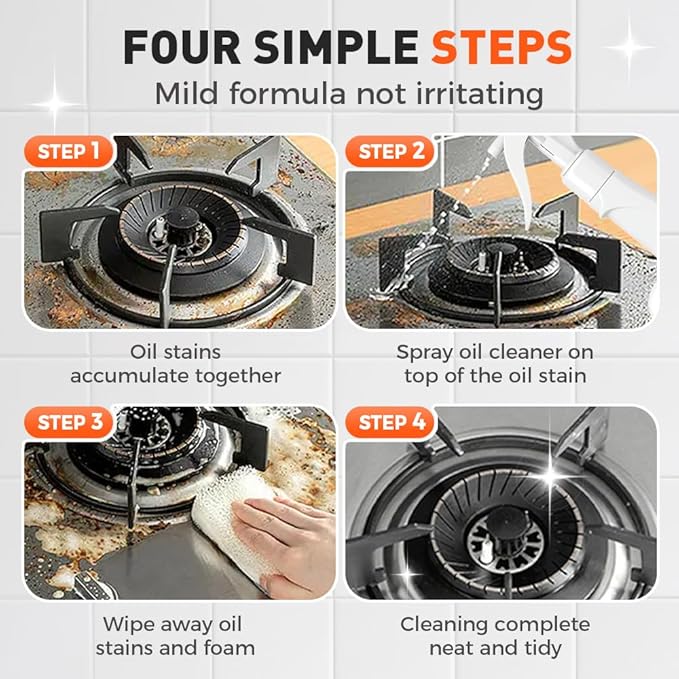 Multi-Functional Foam Cleaner, 2025 New Kitchen Cleaner, Powerful Kitchen Degreaser Spray, Multipurpose Dust Grease Remover for Pots, Pans, Countertops Appliances (2)