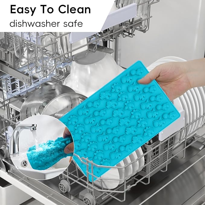 Gummy Candy Molds - Silicone Gummy Bear/Dinosaur/Hearts/Gummy Worm Mold for Kids with 2pcs Dropper,Non-stick and Bpa Free for Mini Candy Chocolate Gummies Baking