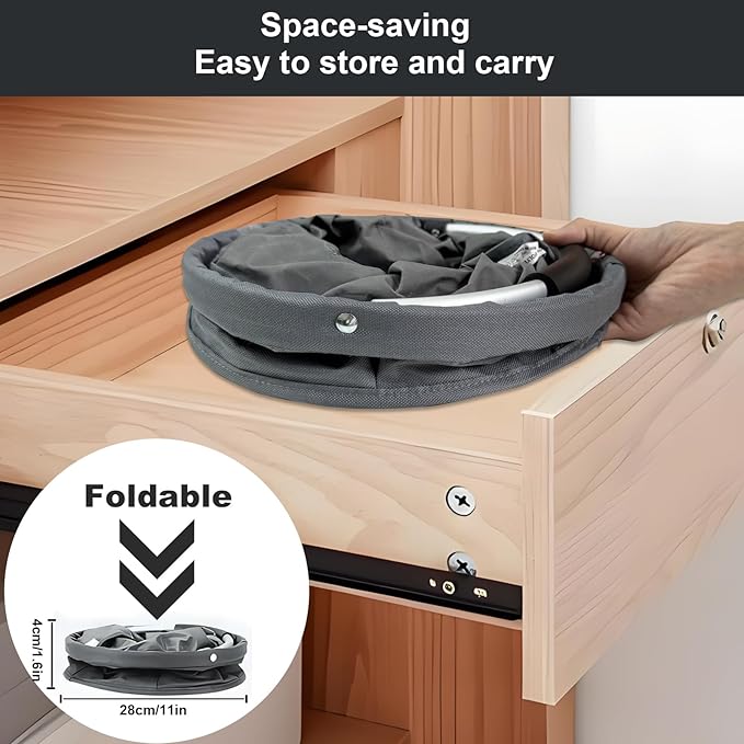 17L Cleaning Caddy with Handle, Cleaning Supplies Organizer, Foldable Storage Basket, Cleaning Supply Caddy, Portable Multi Cleaning Bucket Bag for Home, Garden (Grey)