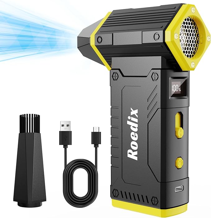 Compressed Air Duster, 210000RPM 8-Gear Adjustable Electric Air Duster with LED Display, 10,000mAh Rechargeable Air Blower for Keyboard, PC, Car and Home Cleaning, Jet Dry Blower Replace Canned Air