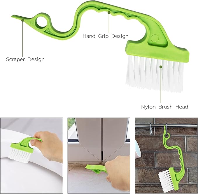 8 Pcs Hand-held Groove Gap Cleaning Tools - Door Window Track Crevice Cleaning Brushes Blind Cleaner Duster, Window Magic Cleaning Brush for Shower Door, Car Vents, Air Conditioner, Keyboard
