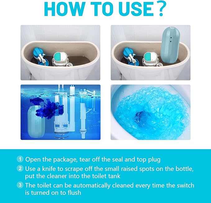 Krazy Klean Toilet Cleaner, Upgraded version，Automatic Long-Lasting Blue Toilet Cleaner, Makes It Look New