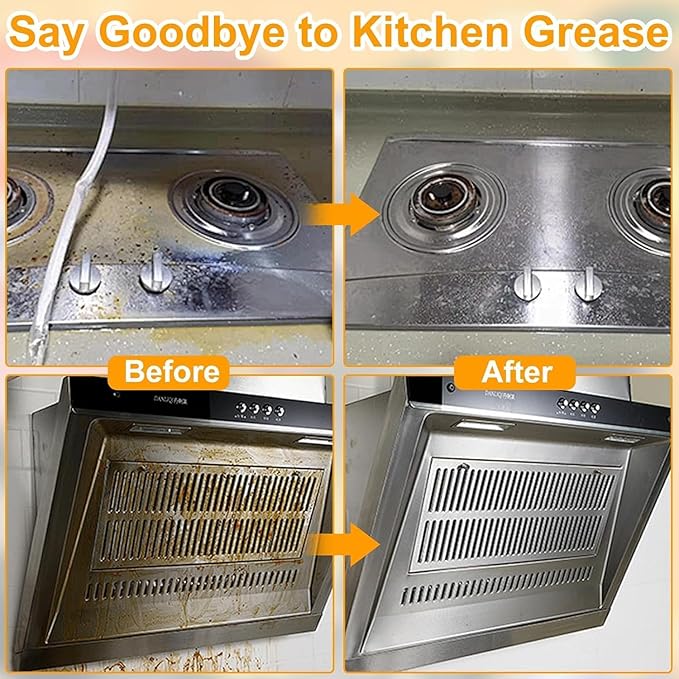 Powerful Kitchen Degreaser Foam Spray, Kitchen Heavy Oil Cleaning Agent, All Purpose Household Cleaning Spray for Oven,On All Surfaces,Lemon Fresh Scent 500ml