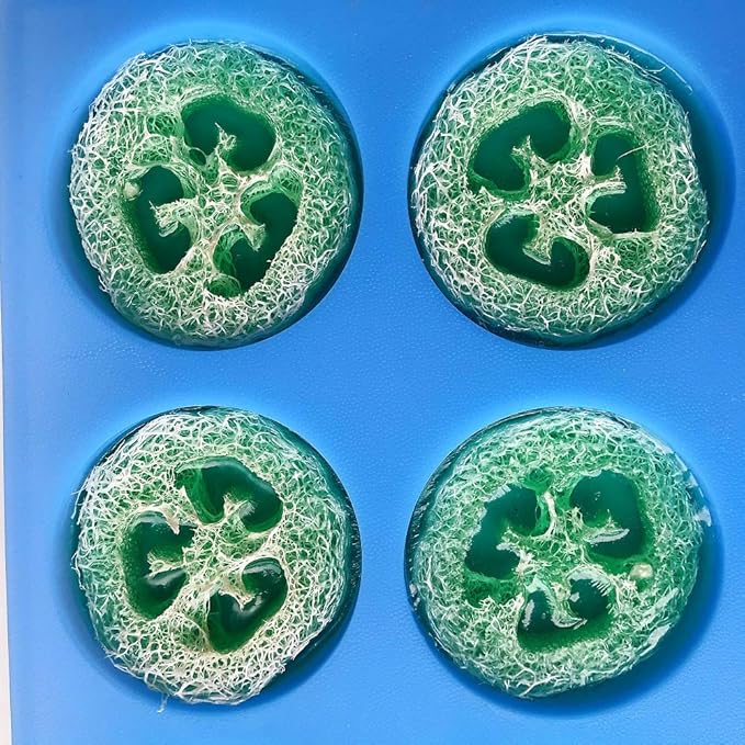 Big Round Silicone Soap Mold - 4oz, 3'' Round, Thick Individual Loofah Soap Molds with Uniform Big Size and Ease of Use - 14" x 11"