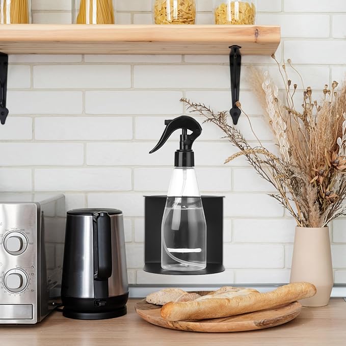 4 Pack Spray Bottle Holders, Wall Mount Bottle Steel Organizer Heavy Duty Paint Spray Can Holder Rack with Hardware Easy Install for Garage Home Workspace, Black