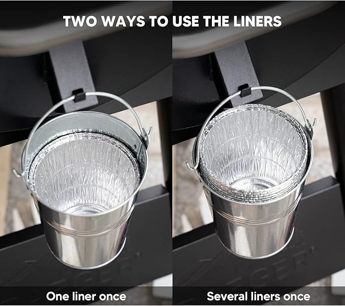 Stanbroil Grill Grease Bucket Replacement with 20-Pack Bucket Liners for Traeger 20/22/34 Series, Pit Boss, Camp Chef, Louisiana, etc Pellet Grill/Smoker, Silver