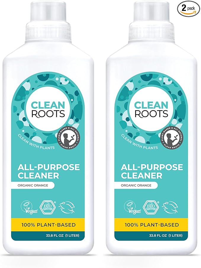 All-Purpose Cleaner – EcoGarantie Certified, 100% Plant-Based Formula, Made with Organic Ingredients, Scented with Organic Orange Essential Oil – 33.8 fl oz (1 L), Pack of 2