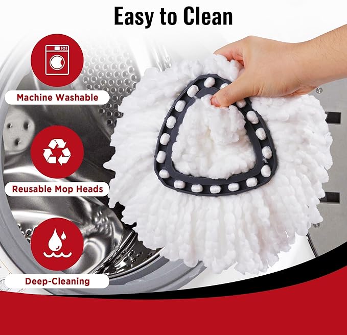 Mop Head Replacement for O-Cedar - Spin Mop Replacement Head - Microfiber Easywring Mop Heads with 1-Tank System, Machine Washable Mop Refill，Durable and Reusable, Easy to Install and Replace[6Pack]