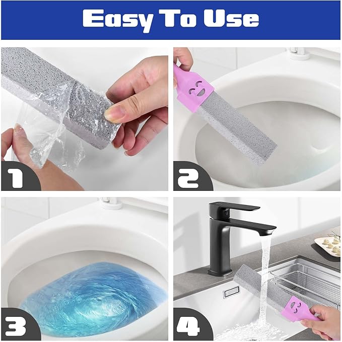 CONLI 8 Pack Pumice Stone Toilet Bowl Cleaner, Toilet Pumice Stone with Handle Remove Toilet Bowl Hard Water Rings Suitable for Cleaning Toilet Bathroom Kitchen Sink Grill