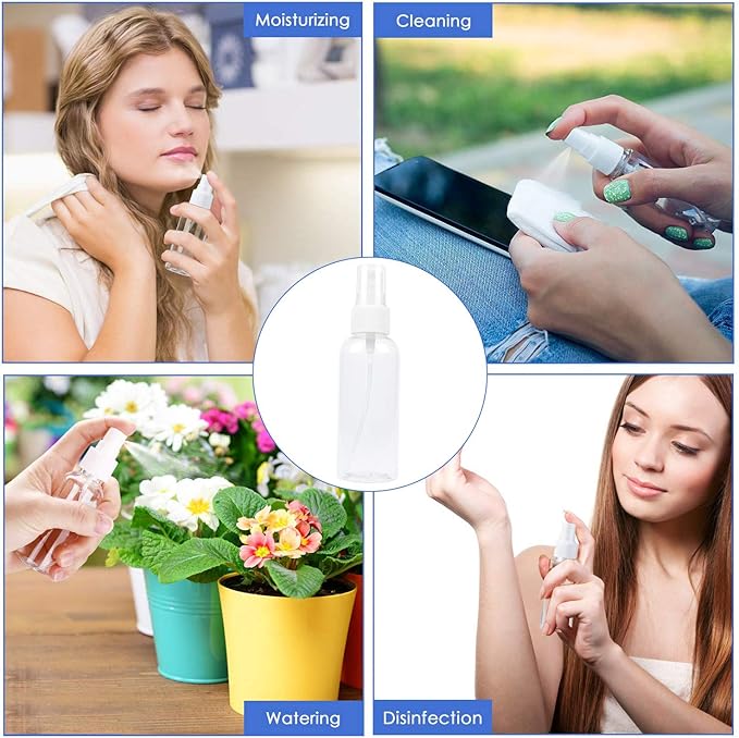 TRENDBOX 6 Pack Empty Transparent Plastic Fine Mist Spray Bottle 60 ml (2 oz)