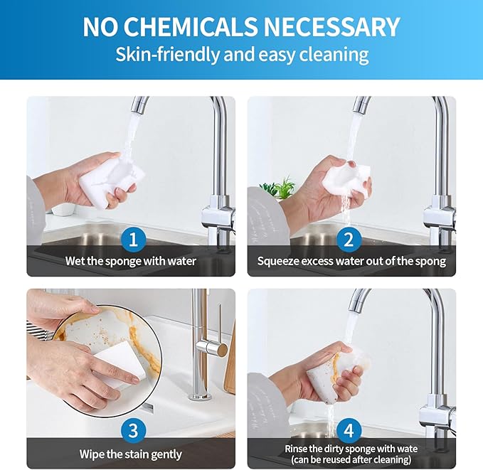 Magic Cleaning Eraser Sponges, 50 Pack Melamine Foam Pads, Multi-Purpose Household Kitchen Bathroom Wall Floor Cleaner (50 PCS)