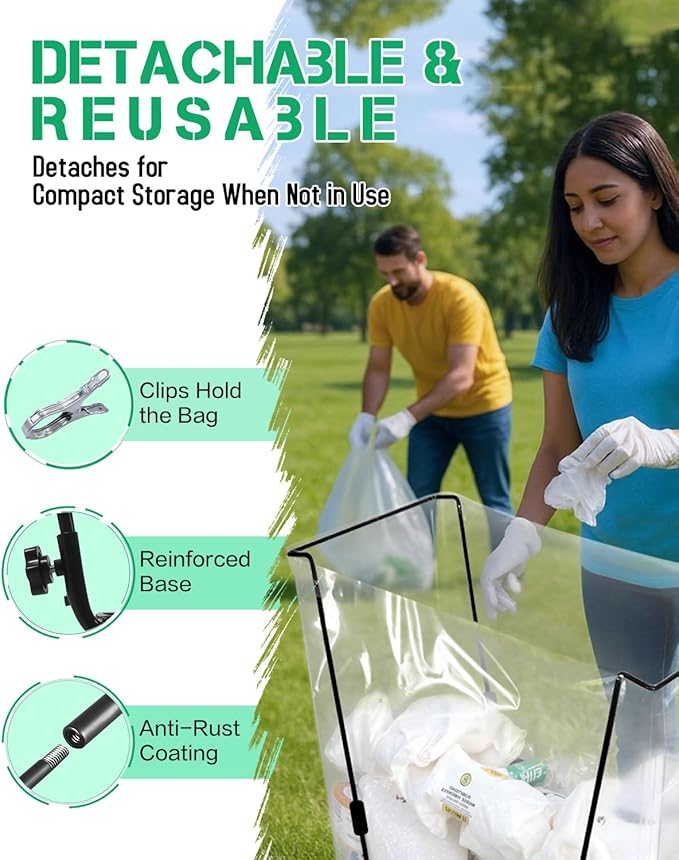 Joyhalo Outdoor Trash Bag Holder Stand - 2 Pack Heavy Duty Metal Garden Garbage Bag Support Frame for 30-45 Gallon Capacity, Multi-Use Portable Yard Leaf Bag Stand