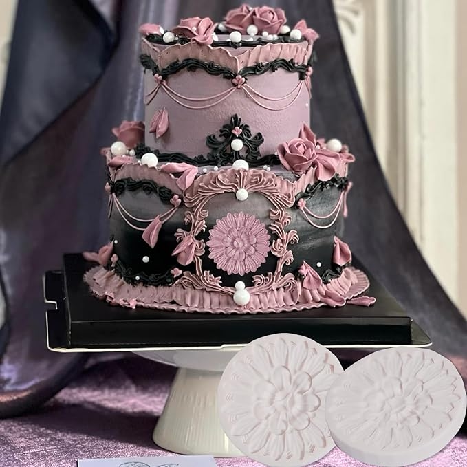 Baroque Cake Decoration Silicone Mold 1 Pcs, European Relief Chocolate Fondant Mold, Food Grade Material Can Be Reused, for Cookies, Candies, Sugar Crafts, Flower Paste, UV Resin, Cclay Crafts