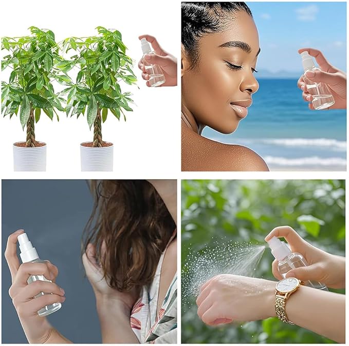 Small Spray Bottle, Clear Empty Mini Travel Plastic Bottle. Premium spray bottles for perfumes and cosmetics. 2 * 1oz, 2 * 1.7oz. (4 Pack)