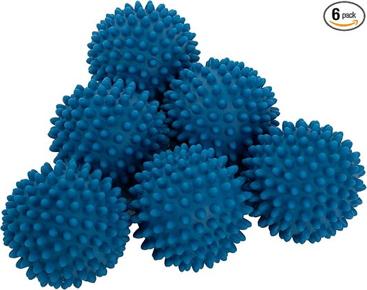S&T INC. Reusable Plastic Dryer Balls, Fabric Softener for Laundry, Dark Blue, 2.5 in, 6 Pack