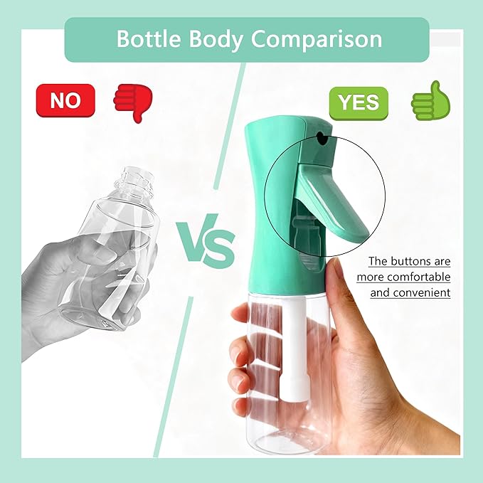 Spray Bottle for Hair Continuous Ultra Fine Mist (200ml) 360° Multi Spray Bottle for Plants, Cleaning, Skin Care Leakproof & Durable 2 Pack