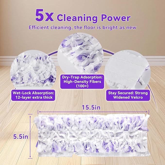 30 Pack Power Mop Pads Refills for Swiffer Power Mop | Heavy-Duty, Disposable Replacement Pads for Floor Cleaning, Multi-Surface & Wood Mopping Pad Refills (Unscented)