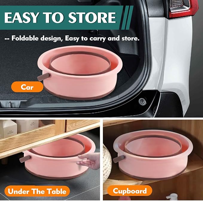 Collapsible Bucket 4.5 Gallon/17L Large Plastic Household Cleaning Mop Buckets Foldable Water Bucket for Car Wash Fishing Camping Beach (Pink-Large)