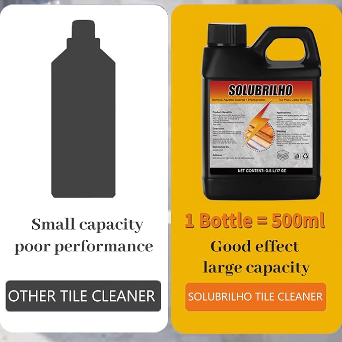 Tile Cleaner, Original Floor Cleaner Black Bottle, 0.5L Multipurpose Powerful Stain Removing Liquid, Stone and Tile Polishing Cleaner for Multi-surfaces, Kitchen, Tiles, Porcelain (2)