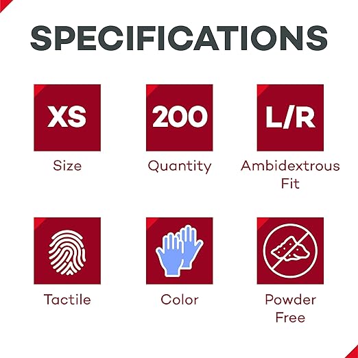 Dealmed Medical Exam Gloves – 200 Count XS Nitrile Gloves, Disposable Non-Irritating Latex Free, Multi-Purpose Use for a First Aid Kit and Medical Facilities