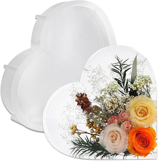 Large Silicone Molds for Resin, Resin Heart Molds 7.3'' x 8.7“x 2'', Deep Epoxy Resin Molds for Flowers Preservation,Resin Art, Resin Casting DIY Mold for Wedding,Valentine, Anniversary