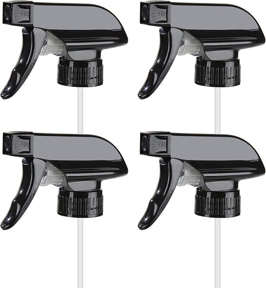 HOMBYS 4 Pack Black Trigger Sprayers Replacement Spray Nozzles with Mist Stream Sprayer for 8oz/16oz Glass Spray Bottles for Home, Kitchen, Garden and Office,Cleaning Solutions-Quality Sprayer