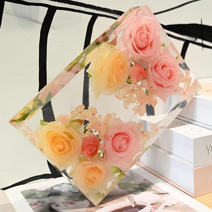 Sakolla 9″ Rectangular Silicone Molds for Epoxy Resin, Crystal Deep Casting Epoxy Mold for Flowers Preservation, DIY Artwork, Office Home Decoration