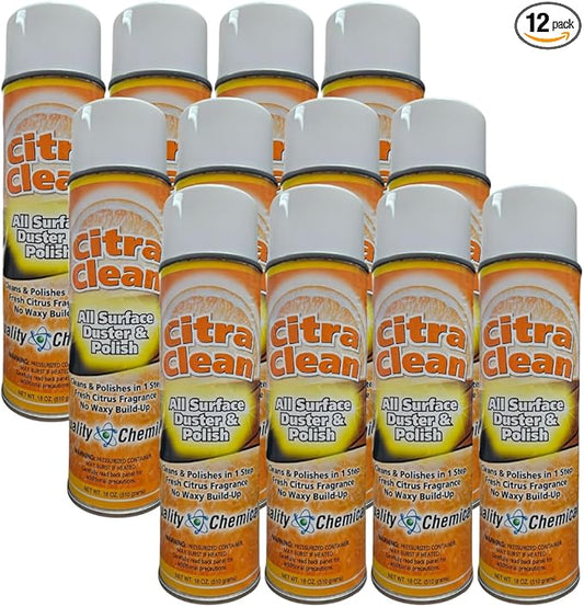 Quality Chemical Citra Clean aerosol - All Surface Cleaner, Duster & Polish and Protectant, Concentrated Citrus-Scented Formula for Deep Cleaning and Degreasing - Citrus Cleaner - 18 oz (Pack of 12)