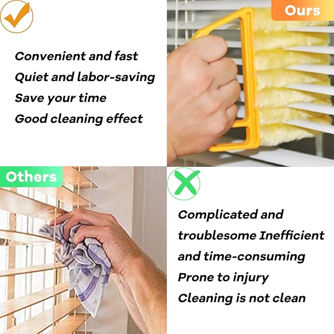 AOCEAN 4 Pcs Blind Cleaner Duster Tool 7-Finger Dusting Cleaner Tool for Window & Air Conditioner Handheld Mini Duster Brush for Wood Blinds Dust Dirt