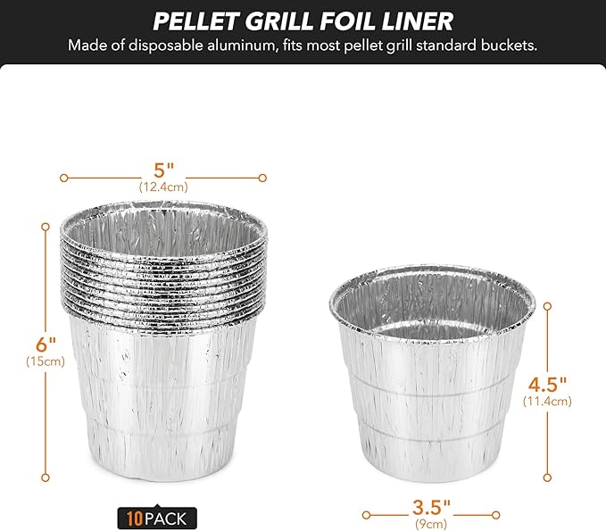 Stanbroil Grill Grease Bucket Replacement with 10-Pack Bucket Liners for Traeger 20/22/34 Series, Pit Boss, Camp Chef, Louisiana, etc Pellet Grill/Smoker, Silver