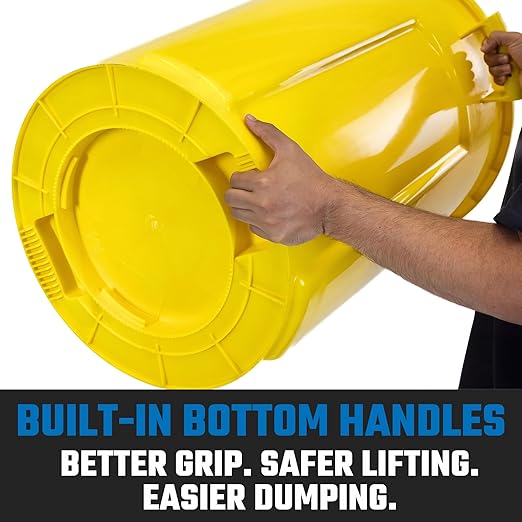 Magnum 32 Gallon Trash Can, High-Vis Yellow, Construction Grade, Heavy Duty Plastic, Jobsite Ready for Handling and Holding Garbage CMTC-C000-32Y02 (2 Pack)