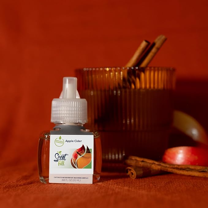 Scent Fill Apple Cider Plug in Air Freshener, Scented Oil Refills, 2 Refills + Diffuser