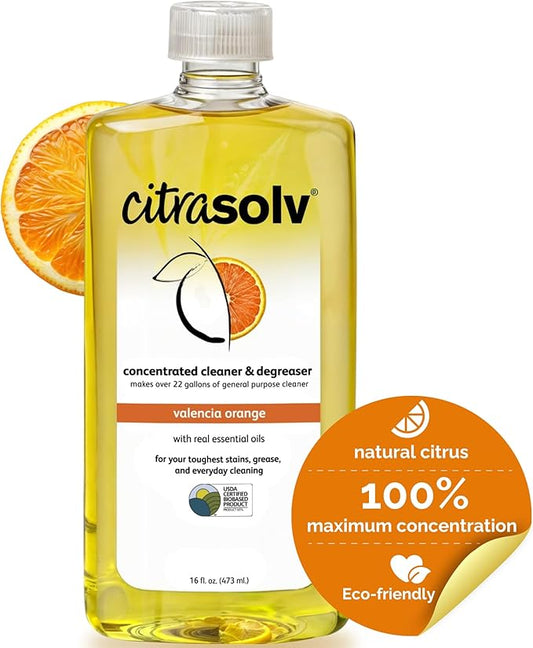 Citra Solv - Concentrated Household Cleaner & Degreaser - Valencia Orange Scent - 16 Fl Oz, Natural Ingredients, Non-Toxic, Biodegradable, Made in USA