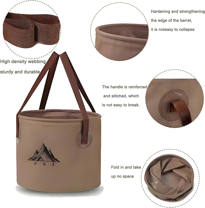 2Pcs Collapsible Bucket with Handle, 9 Gallon(20L+17L), Multifunctional Water Basin, Folding Tub, Portable Bin, Ultra Lightweight Outdoor Basin Bucket, Folding for Fishing, Camping, Hiking