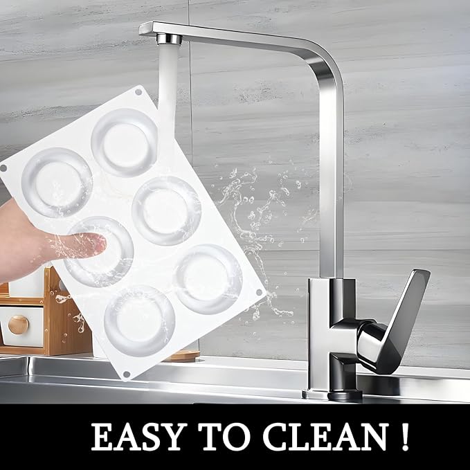 Large Mousse Chocolate Silicone Molds, 6-Cavity Round Ice Shot Glass Molds for Ice Shot Glass Cookie Candy Dessert Pudding Dessert Pan