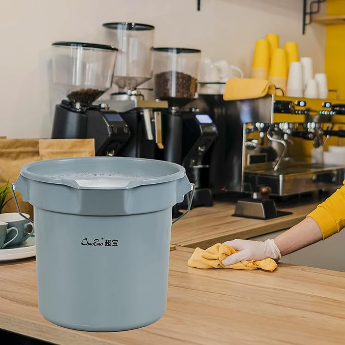 3.5 Gallon Industrial Bucket, Built-in Spout w/Handle, Heavy-Duty Plastic Cleaning Bucket, 6 Pack (Gray)