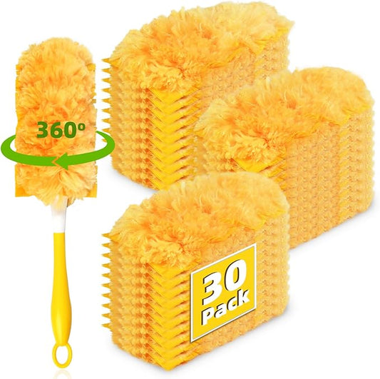 30 Pack 360 Dusters Refills for Swiffer Dusters, Unscented Heavy Duty Duster Kit Disposable Dusters Refills with 1 Handle for Cleaning Furniture, Blinds, Ceiling Fans