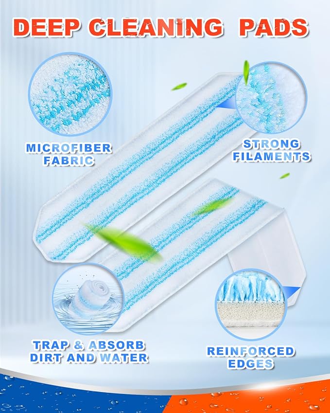 10 Pack Flat Mop Replacement Pads Compatible with OCedar H2prO Flat Mop System Washable Reusable Mop Refills Compatible with OCedar Flat Mop