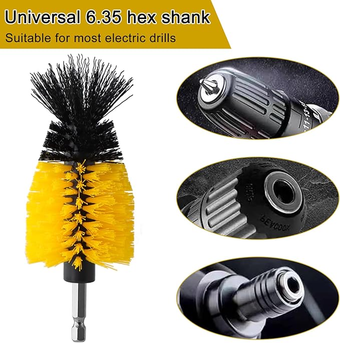 18 Pcs Drill Brush Attachments Set,Power Cleaning Scrub Brushes with Extend Long Attachment,Grout Cleaner for Tile Floors,Car Detailing, Carpet, Tile Grout, Sinks (18)