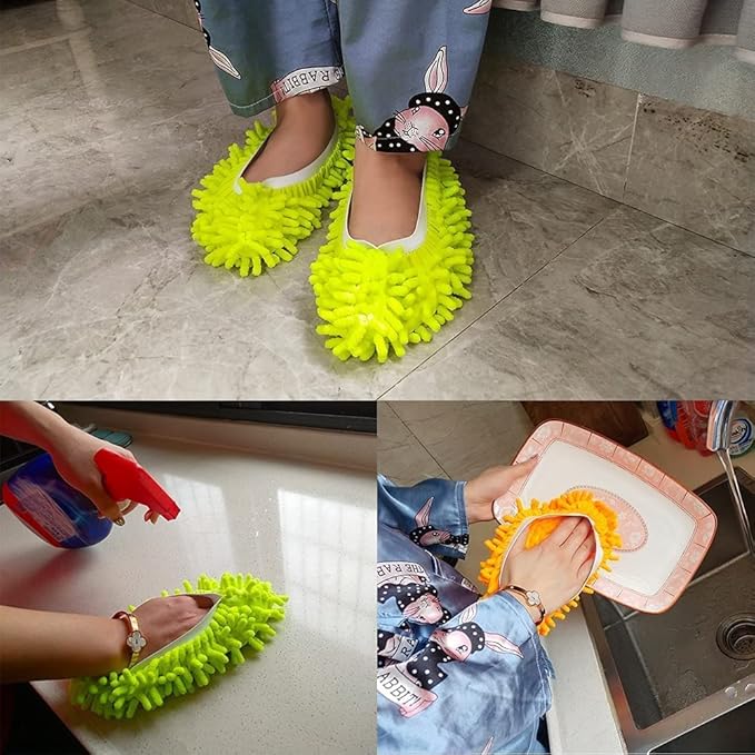 5 Pairs (10 Pieces) Multi-Function Dust Duster Mop Slippers Shoes Cover, Soft Washable Reusable Microfiber Foot Socks Floor Cleaning Tools Shoe Cover