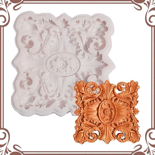 European Relief Silicone Mold, Baroque Style Fondant and Chocolate Mold, High-Temperature Resistant Food-Grade Silicone, Suitable for Cake Decoration, Candy, Biscuit, Mousse, Resin, Clay
