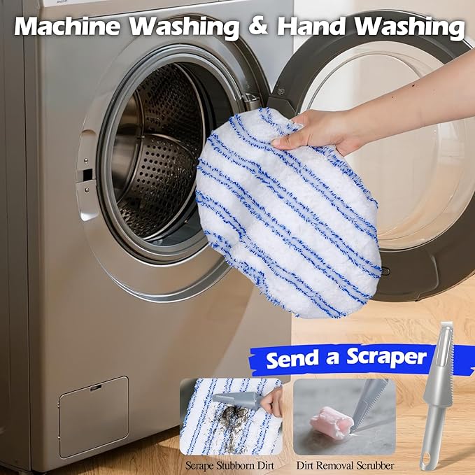 MASTERTOP Microfibre Flat Mop, Extended Wet Dry Large Floor Mop with 5 Reusable Pads & Telescopic Handle, Dust Mops for Laminate Wooden Hard Floor Vinyl Tile Floors Cleaning - Send 1 Cleaning Scraper