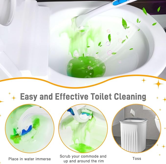 Toilet Cleaner Refill Pads 48 Refills Citrus Scent Toilet Scrubber Refill Enhanced Odor Control Clean Stains Disposable Brush Refill for Bathroom