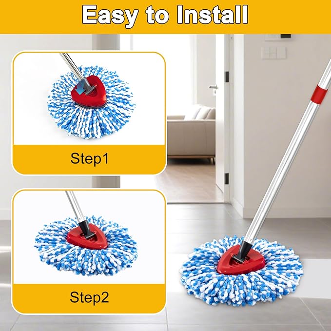 4Pack Mop Replacement Head for O Cedar RinseClean 2 Tank System,1 Pack Mop Replacement Base for O-Cedar,Spin Microfiber Mop Refills for Cleaning All Floors