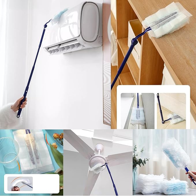 44 pcs Duster Refills for Swiffer Dusters, 40 Count Disposable Duster Refill Heavy Duty Dusters Refills Replacement Head 1 Long-Handled Brush and 2 Short-Handled Brushes, with 1 Cleaning Brush