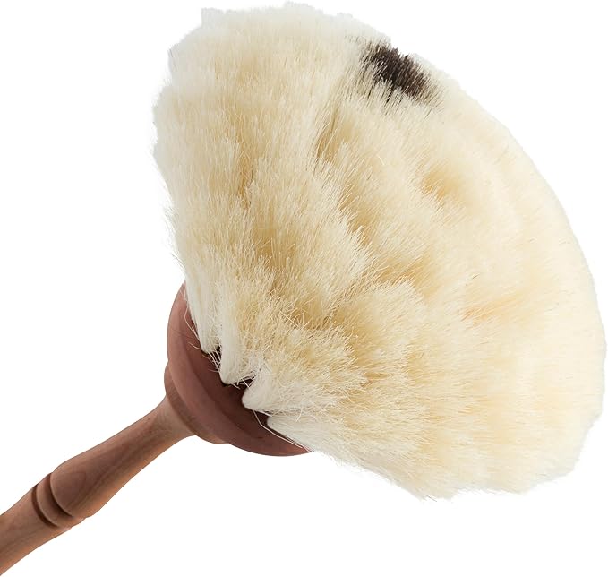 REDECKER Goat Hair Dust Brush with Oiled Pearwood Handle, 13-1/2 inches - Natural Bristle Duster Cleans Delicate Surfaces, Hanging Loop for Storage - Goat Hair Dusting Brush Made in Germany